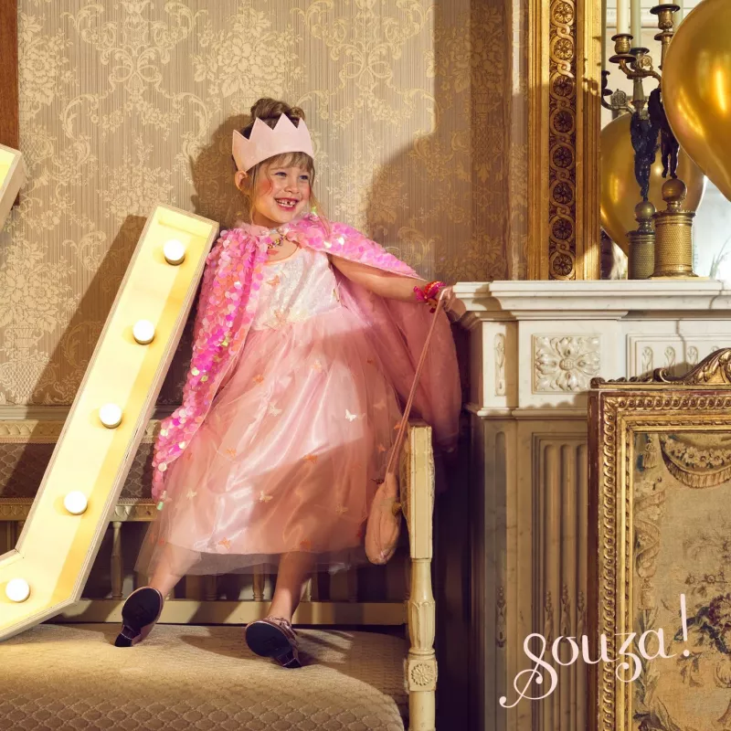 Souza! Costume mantello Laurence rosa con paillettes 8-10 anni