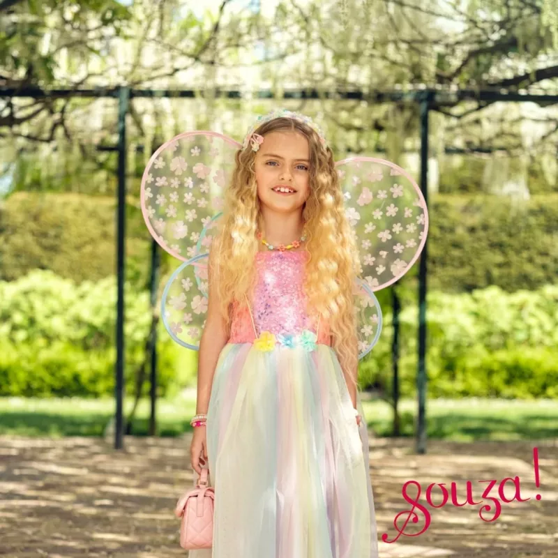 SOUZA! Set costume fata farfalla Flora vestito e ali 8-10 anni