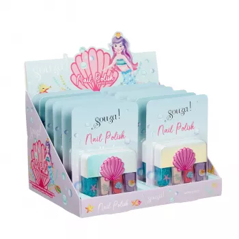 Souza! Set smalto per unghie sirena per bambini - 4 smalti ad acqua staccabili (rosa, viola, blu, glitter)