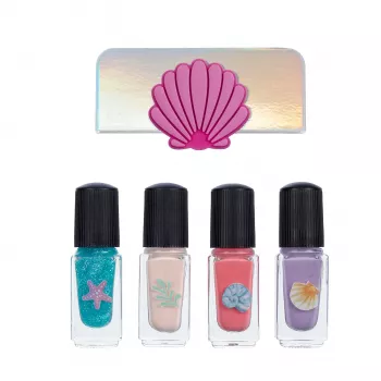 Souza! Set smalto per unghie sirena per bambini - 4 smalti ad acqua staccabili (rosa, viola, blu, glitter)