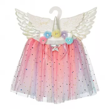Souza! Set costume fata Celestia 3 pezzi: gonna, cerchietto, ali per bambina 3-4 anni