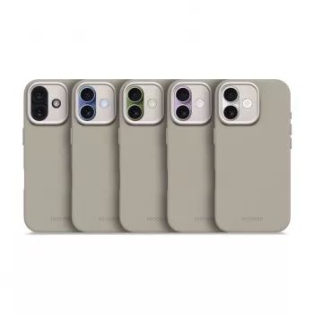 Decoded Back Cover in silicone antimicrobico per iPhone 17 compatibile MagSafe tortora
