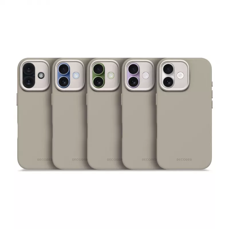 Decoded Back Cover in silicone antimicrobico per iPhone 17 compatibile MagSafe tortora