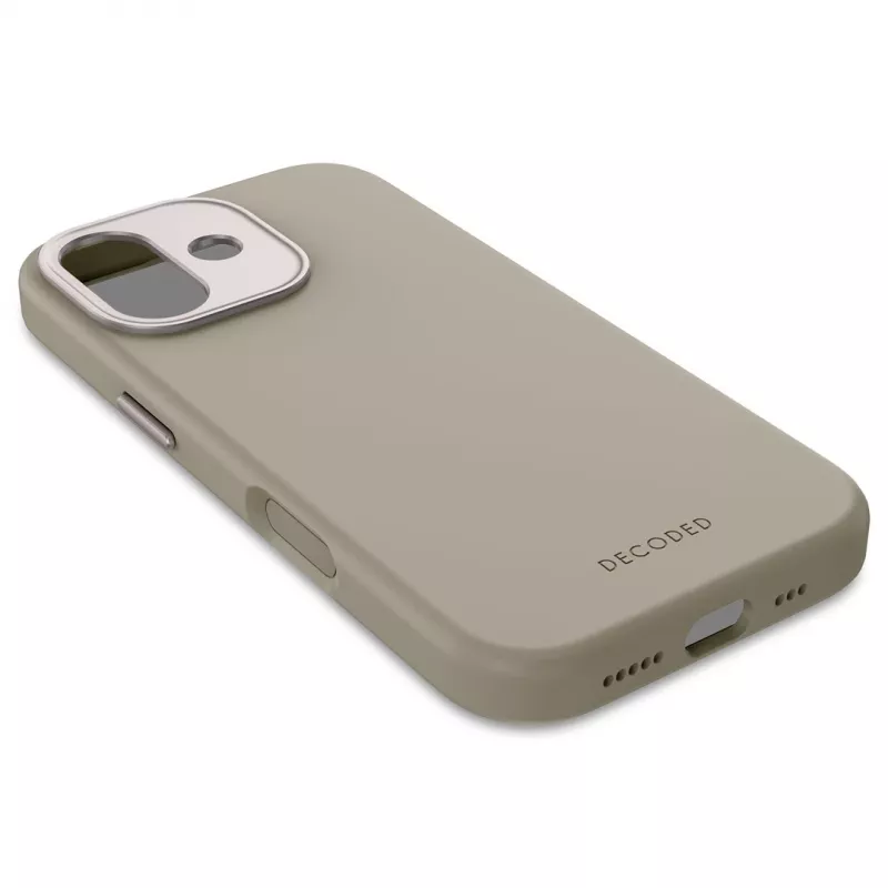 Decoded Back Cover in silicone antimicrobico per iPhone 17 compatibile MagSafe tortora