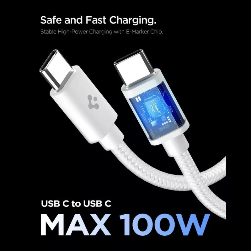 SPIGEN EE451EU Essential caricabatterie da rete 1 porta 45W + cavo USB-C bianco