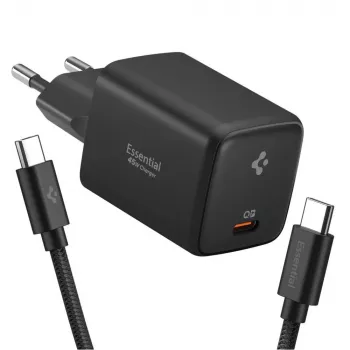 SPIGEN EE451EU ESSENTIAL caricatore da rete 1-PORT 45W + cavo Type-C nero