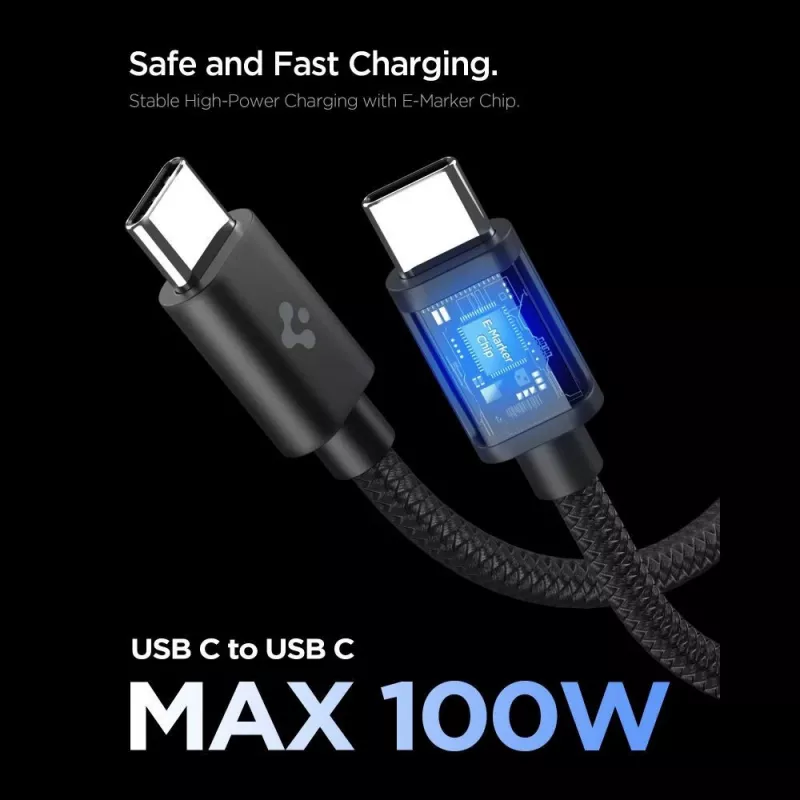 SPIGEN EE451EU ESSENTIAL caricatore da rete 1-PORT 45W + cavo Type-C nero