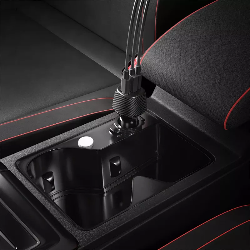 Spigen Essential EV1133 caricabatterie auto 3 porte 113W nero con cavo USB-C 100W 1m
