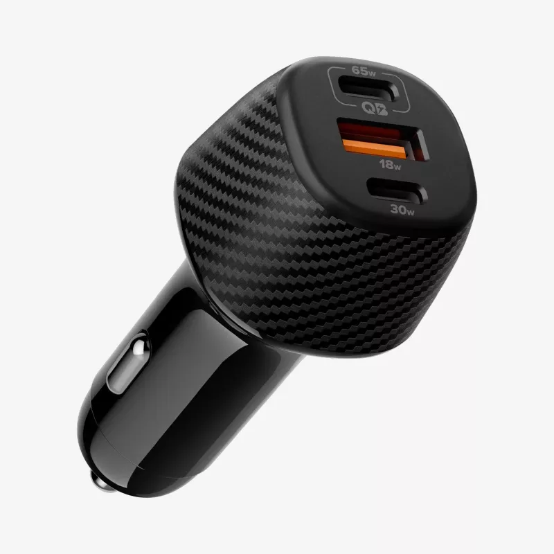Spigen Essential EV1133 caricabatterie auto 3 porte 113W nero con cavo USB-C 100W 1m