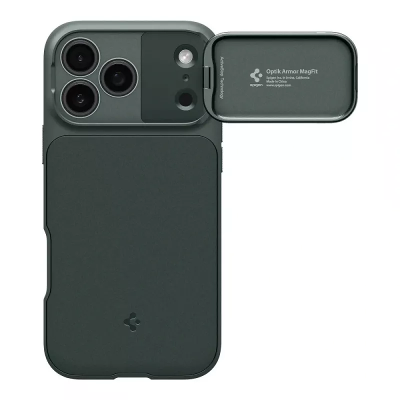 Spigen Optik Armor MagFit cover per iPhone 17 Pro Max, compatibile MagSafe, Abyss Green (ACS09901)