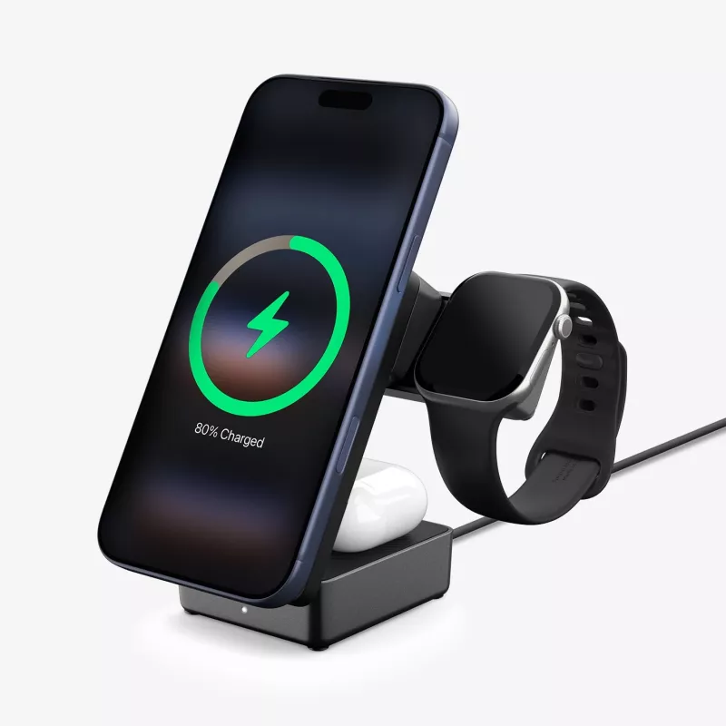 SPIGEN EF323MQ Essential 3-in-1 Magnetic MagSafe Wireless Charger 25W Qi2 nero
