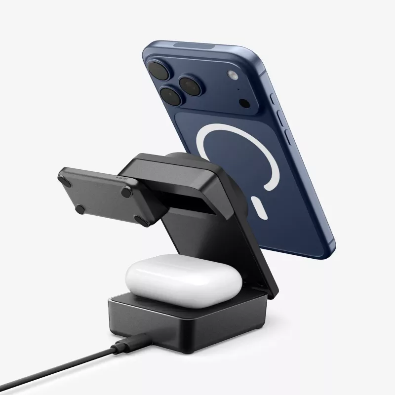 SPIGEN EF323MQ Essential 3-in-1 Magnetic MagSafe Wireless Charger 25W Qi2 nero