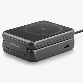 Spigen Essential Qi2 2-in-1 Wireless Charging Stand 25W MagSafe nero