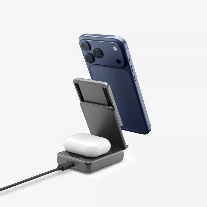 Spigen Essential Qi2 2-in-1 Wireless Charging Stand 25W MagSafe nero