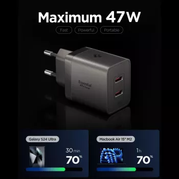 SPIGEN EE472EU-GAN Essential caricabatterie da rete 2 porte 47W Gunmetal