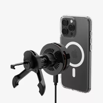 SPIGEN EV25MFAQ Essential supporto auto magnetico Peltier MagSafe per bocchetta di aerazione con ricarica wireless 25W Qi2.2 Black