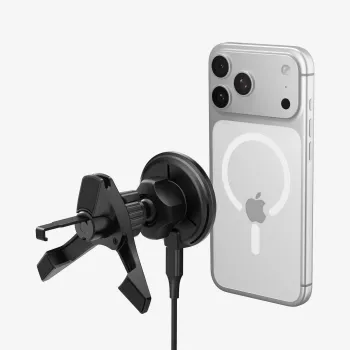 SPIGEN EV15MAQ Essential supporto auto magnetico MagSafe per bocchetta di aerazione con ricarica wireless 15W Qi2 nero