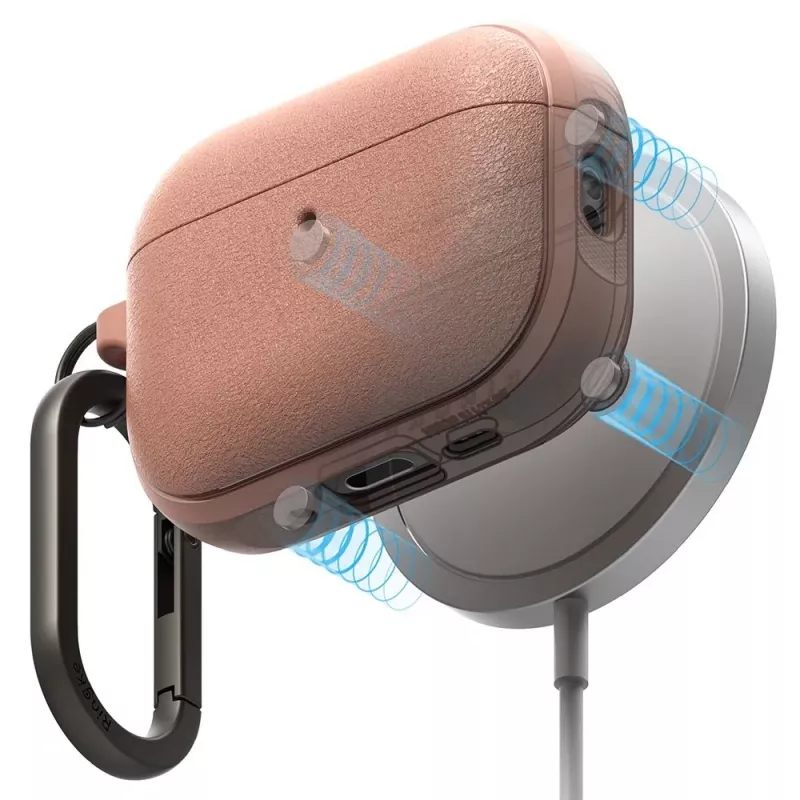 Ringke Onyx Magnetic custodia per Apple AirPods Pro 3, compatibile MagSafe, con moschettone, Constant Coral
