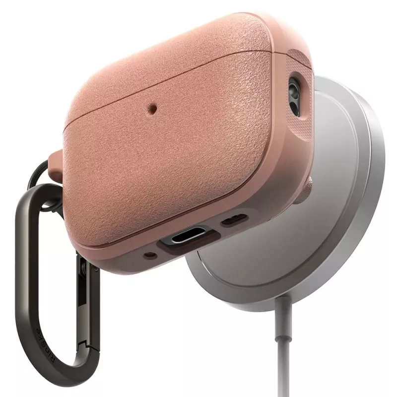Ringke Onyx Magnetic custodia per Apple AirPods Pro 3, compatibile MagSafe, con moschettone, Constant Coral