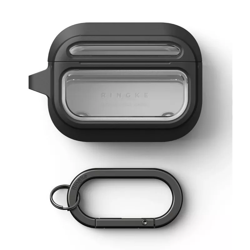 Ringke UX Magnetic custodia per Apple AirPods Pro 3, compatibile MagSafe, con moschettone, trasparente