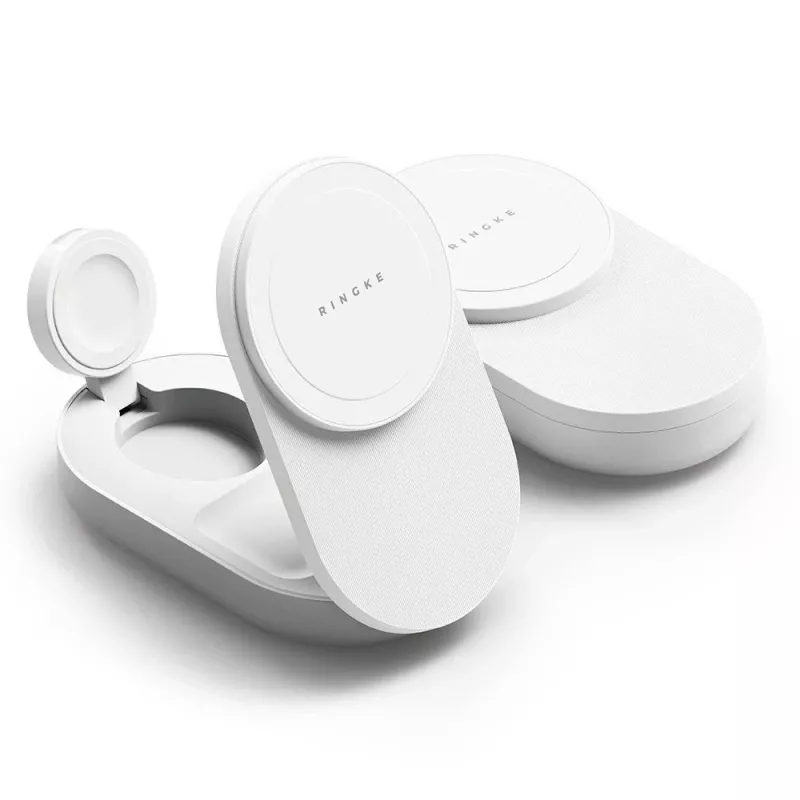 RINGKE caricabatterie wireless pieghevole magnetico MagSafe 3-in-1 25W Qi2 bianco