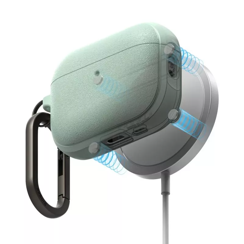Ringke Onyx custodia Magnetic per Apple AirPods Pro 3, compatibile MagSafe, con moschettone, verde menta