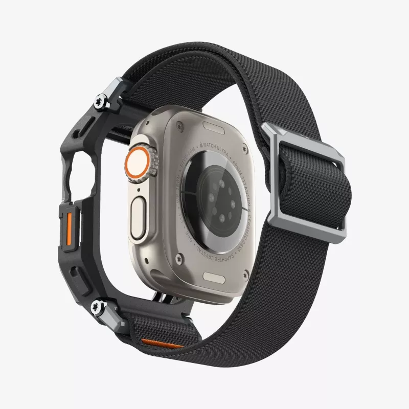 Spigen Rugged Armor e vetro temperato Apple Watch Ultra 1 / 2 / 3 (49 mm) nero opaco