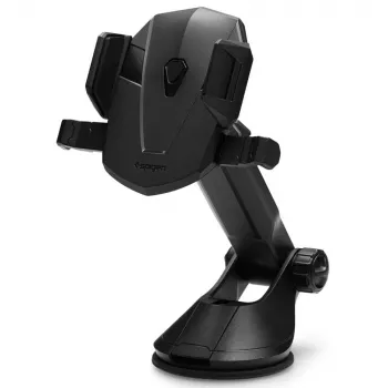 Spigen Car Mount Holder TS35 Kuel Series - supporto auto universale per smartphone con ventosa, braccio telescopico, rotazione 360°, nero
