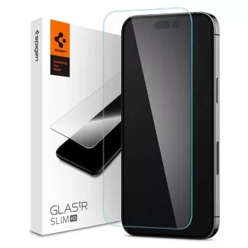 Spigen Glas tR Slim HD protezione schermo per Apple iPhone 14 Pro Max, vetro temperato, durezza 9H, antigraffio, trasparente, 1 confezione