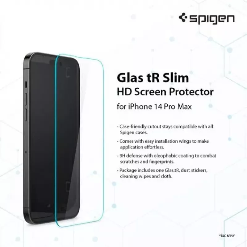 Spigen Glas tR Slim HD protezione schermo per Apple iPhone 14 Pro Max, vetro temperato, durezza 9H, antigraffio, trasparente, 1 confezione