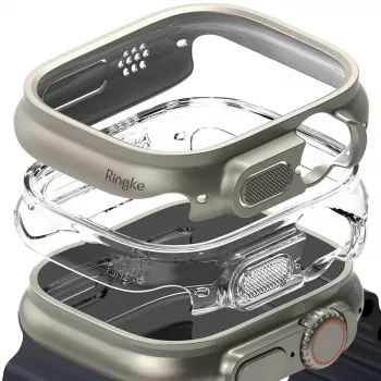 Ringke Slim Confezione da 2 Apple Watch Ultra (49 mm) Clear & Titanium Grey