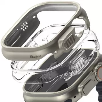 Ringke Slim Confezione da 2 Apple Watch Ultra (49 mm) Clear & Titanium Grey