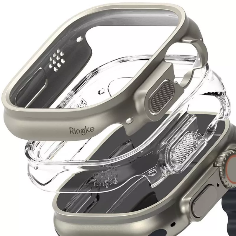 Ringke Slim Confezione da 2 Apple Watch Ultra (49 mm) Clear & Titanium Grey