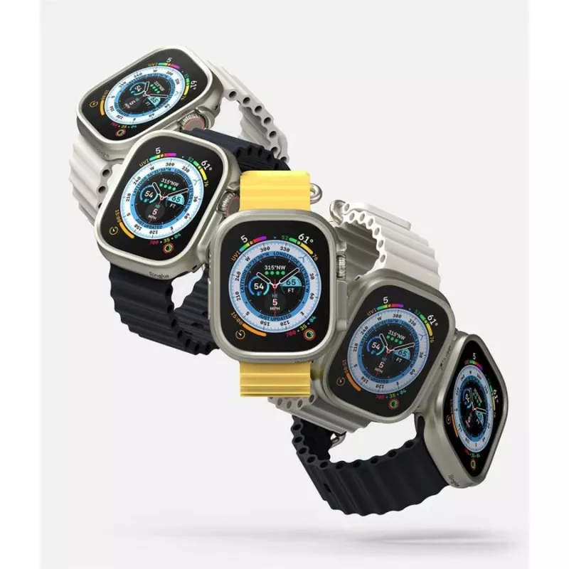 Ringke Slim Confezione da 2 Apple Watch Ultra (49 mm) Clear & Titanium Grey