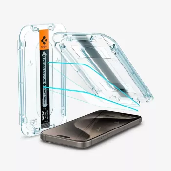 Spigen GLAS.tR EZ FIT Confezione da 2 Pellicola Protettiva in Vetro Temperato per iPhone 15 Pro