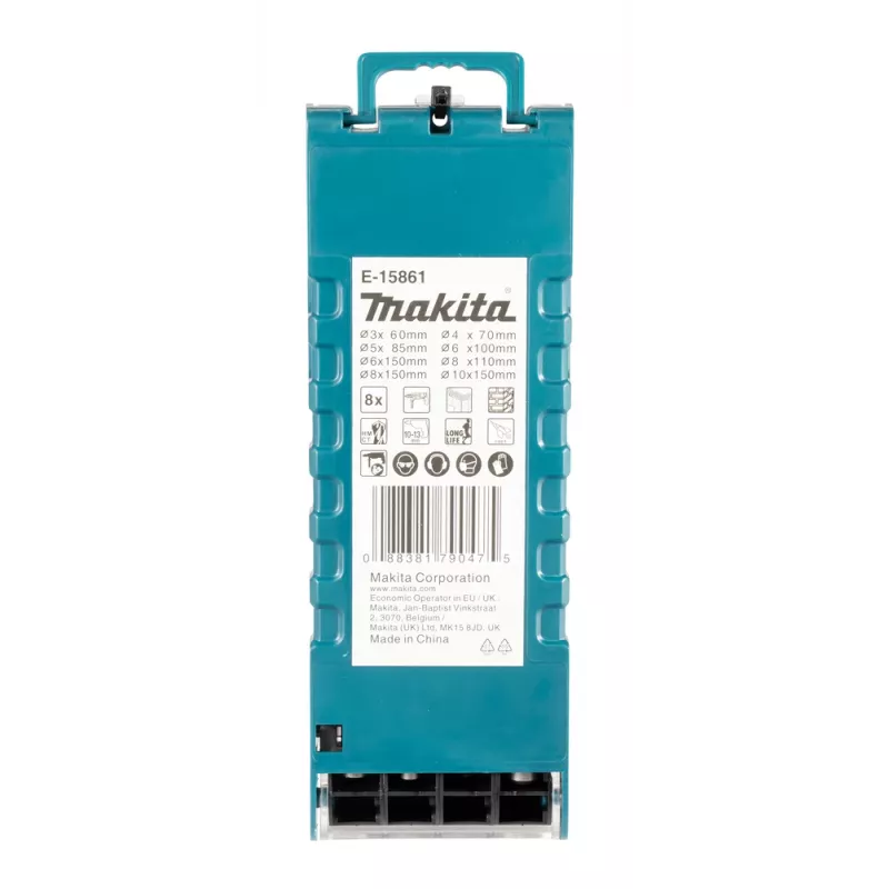 Makita E-15861 set di punte per martello SDS-Plus 8 pezzi, con placchetta in metallo duro