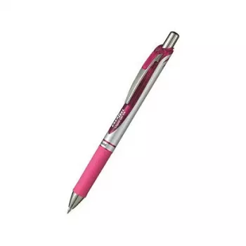 Pentel EnerGel Xm penna gel retrattile - inchiostro rosa - fusto rosa - finiture argento - 0.35 mm punta ago