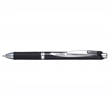 Pentel BLP77-AX penna gel retrattile - inchiostro nero - 0.7 mm - a base di pigmento - fusto nero - clip argento - scatola