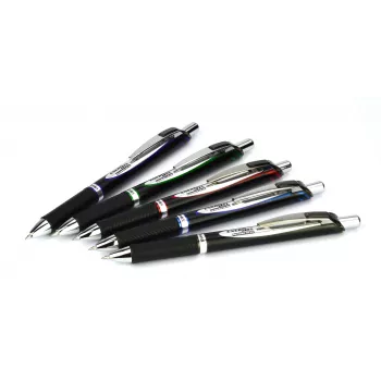 Pentel BLP77-AX penna gel retrattile - inchiostro nero - 0.7 mm - a base di pigmento - fusto nero - clip argento - scatola