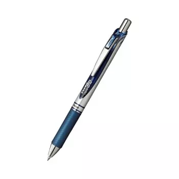 Pentel EnerGel XM penna gel retrattile - inchiostro blu navy - extra fine 0.35 mm - fusto blu navy - clip argento