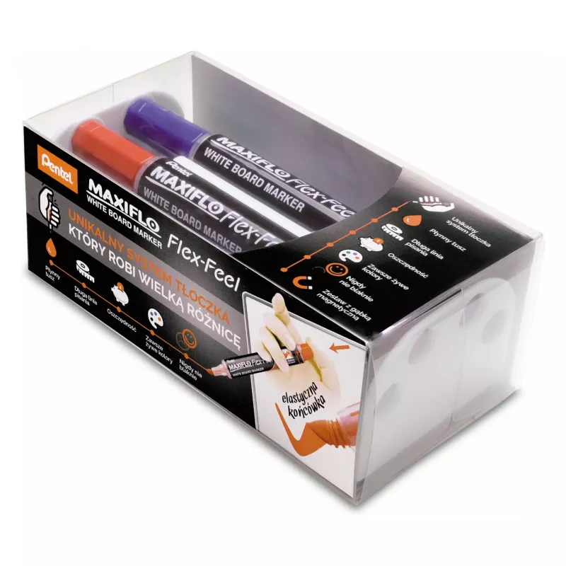 Pentel Maxiflo Flex-Feel pennarello per lavagna bianca MWL5SBF-BX rosso