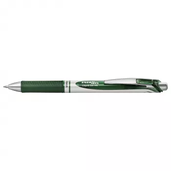 Pentel Energel BL77 penna gel retrattile - inchiostro verde - fusto verde - dettagli argento - 0,7 mm - punta media - a base d'acqua - penna singola