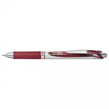 Pentel Energel BL77 penna gel retrattile - inchiostro bordeaux - 0,7 mm - clip argento - fusto rotondo