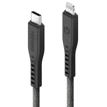 ENERGEA Flow Cavo USB-C a Lightning 1,5m nero 60W 3A PD ricarica rapida certificato MFi