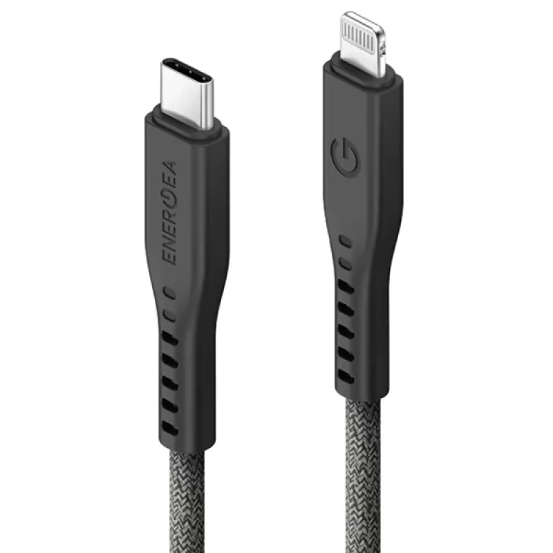 ENERGEA Flow Cavo USB-C a Lightning 1,5m nero 60W 3A PD ricarica rapida certificato MFi