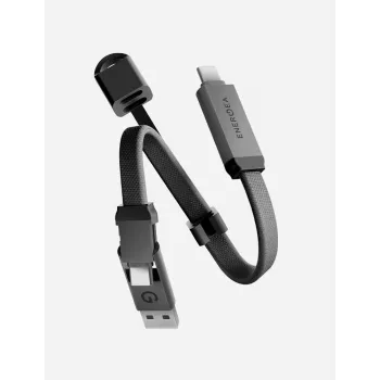ENERGEA Sheath Key cavo 2-in-1 USB-C a USB-C/USB-A 15cm Gunmetal