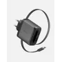 ENERGEA Ampcharge Arc 65W GaN caricatore da parete USB-A/USB-C con cavo USB-C retrattile, Gunmetal