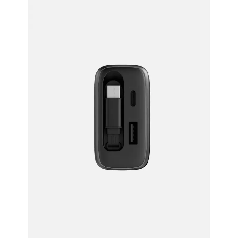 ENERGEA Ampcharge Arc 65W GaN caricatore da parete USB-A/USB-C con cavo USB-C retrattile, Gunmetal