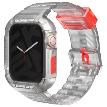 SKINARMA Saido Custodia e cinturino 2-in-1 per Apple Watch 45/44mm, trasparente