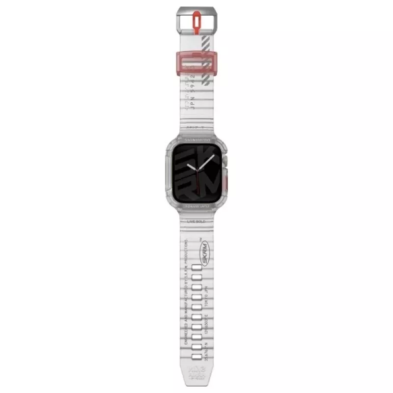 SKINARMA Saido Custodia e cinturino 2-in-1 per Apple Watch 45/44mm, trasparente